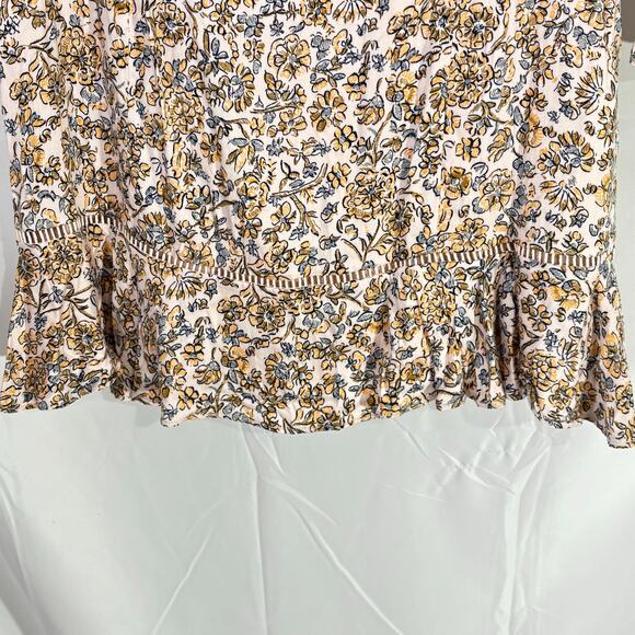 Free People Women’s Boheme Long Sleeve Mini Dress Size 8 Yellow Floral - Picture 5 of 7